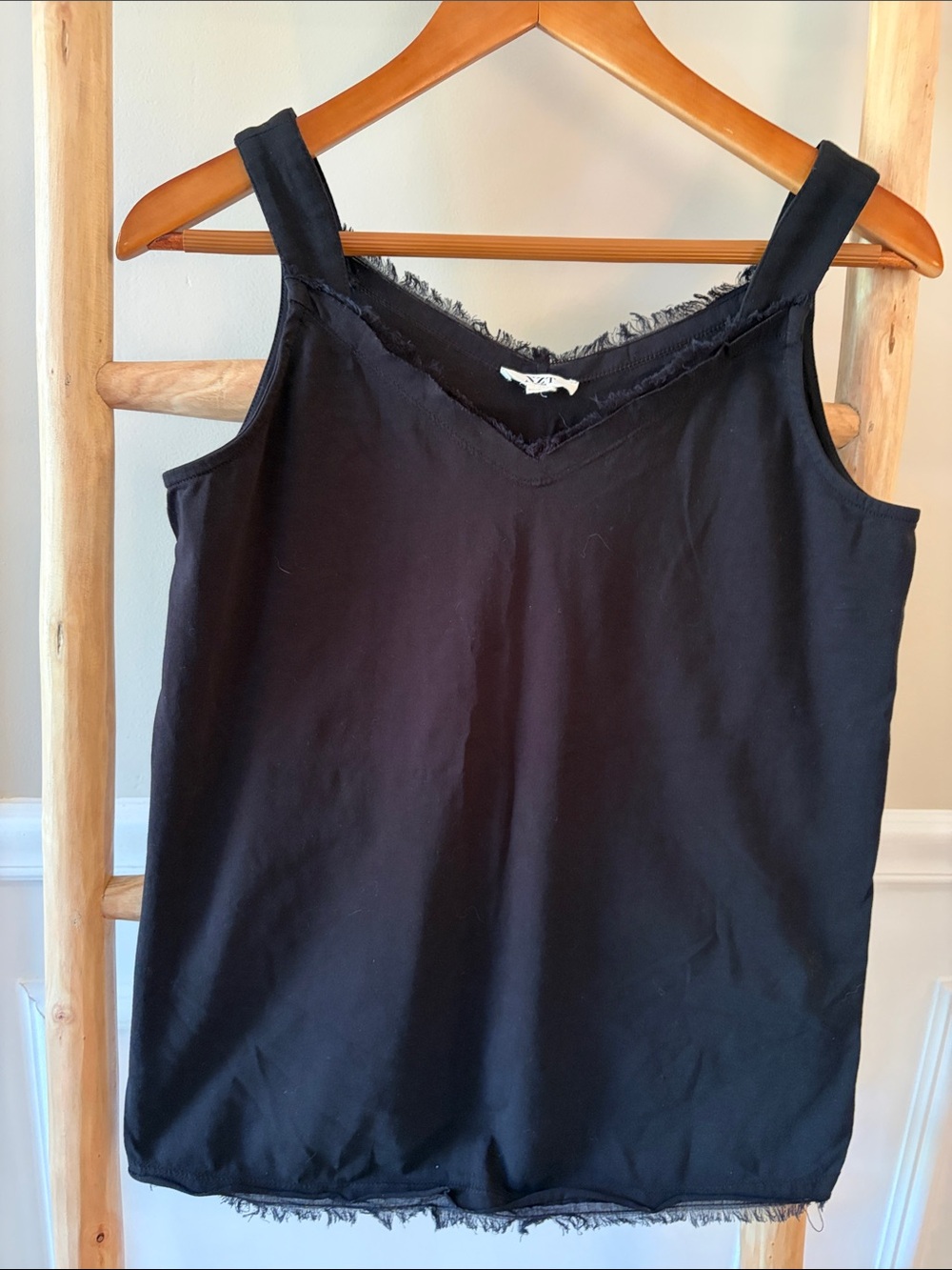 NIC+ZOE Black V-Neck Fringe-Trim Sleeveless Camisole